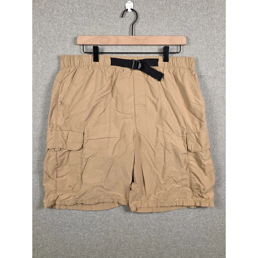Timberland Mens Cargo Hiking Shorts Tan Khaki Integrated Belt Size Large L